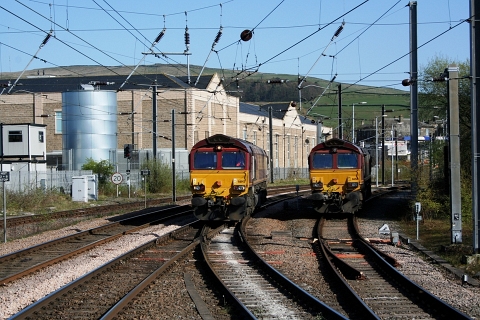 DBS 66143 and 66058 at Skipton