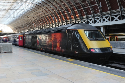 First Great Western HST powercar no. 43172 "We Will Remember Them" at London Paddington on 15th March 2018.